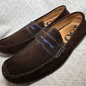 1901 Nordstrom Brown Suede Driving Loafer with Blue Accent SZ 10.5